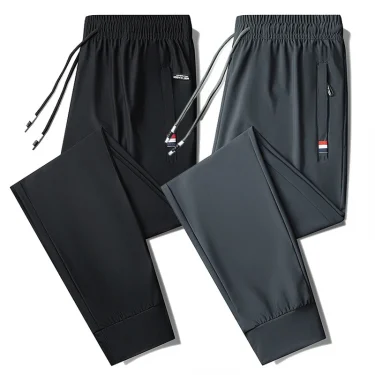 New Ice Silk High Quality Sports Comfortable Pants Sweat-absorbing Quick Drying Breathable Men's Outdoor Running Leisure Pants 2