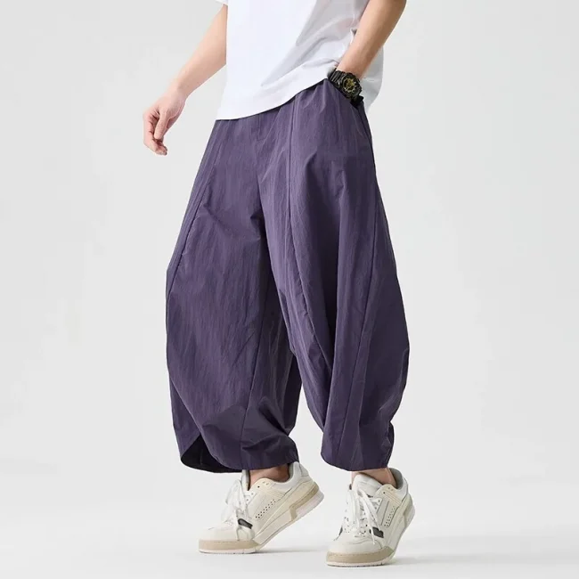 2025 Summer Wide Leg Pants Men sales Casual Pants Japanese Styles Samurai Costume Harun Pants Men Lantern Trousers Sweatpants 2