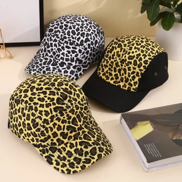 Cross-border vintage British leopard-print patchwork baseball cap side vent cap, Spice personality fashion visor 1