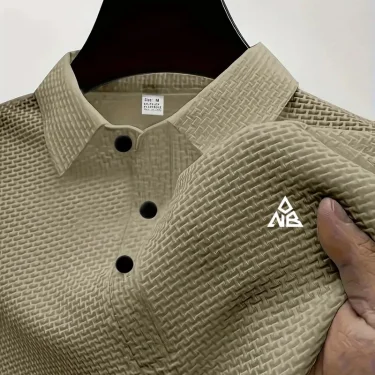 Men's classic solid color short sleeve shirt stretch knit button-down casual summer work style 95% polyester and spandex 5