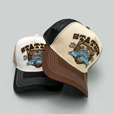Sports Fish Eagle Bear Embroidery Baseball Hats New Unisex Sunshade Color Block Breathable Fashion Mesh Versatile Trucker Caps 2