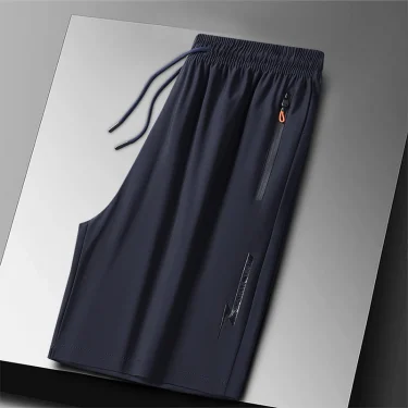 Plus Size Ice Silk Sport Shorts Man Breathable Quick Dry Track Shorts Outdoor Drawstring Running Shorts with Zipper Pocket 6XL 1