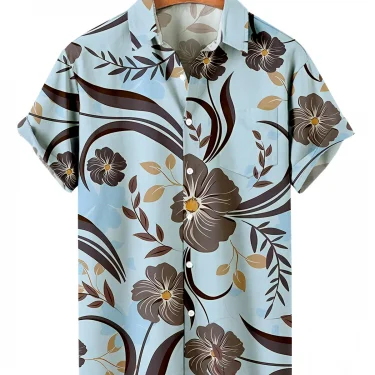 2025 Summer Men's Hawaiian Shirts Casual Vacation Short Sleeve Shirts Collar Button Up Shirts Fashion Steetwear For Men 4