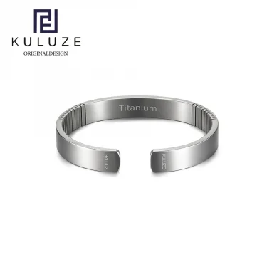 KULUZE Original Titanium wristband 100% Pure titanium Golf Athletic Bracelet Men Women C-Shaped cuff Bangle Bracelet fashionGift 1