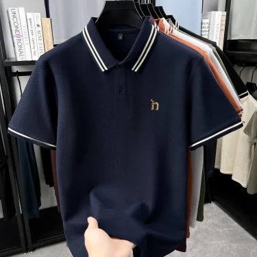 100% pure cotton summer men's original custom embroidered short sleeve new fashion hot selling polo shirt breathable T-shirt top 1