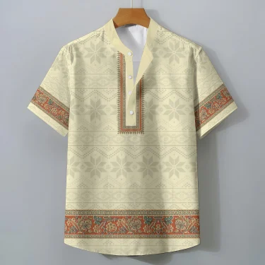 Retro Ethnic Style Short Sleeve Shirt Men's Clothing Casual Fashionable Clothing Comfortable Loose Oversized Summer Tops 4