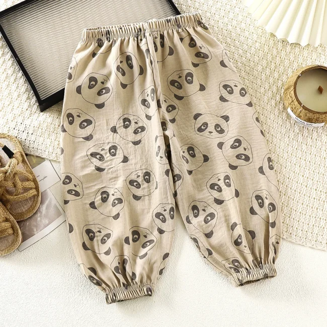 Summer New Children Boys Printed Casual Trousers Breathable Mosquito Proof Kids Boys Pants Thin Cotton Baby Boys Lantern Pants 3