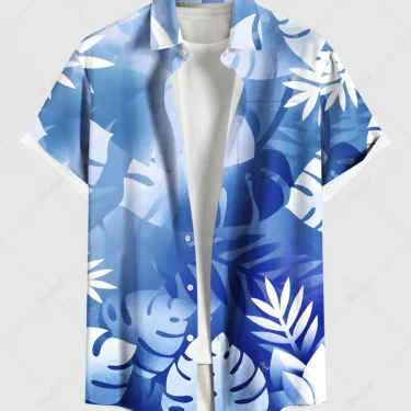 Fashion Men's Hawaiian Shirts 3D Printed Short Sleeved Button Down Lapel Shirt For Summer Oversized Tops Casual Shirt For Men 1