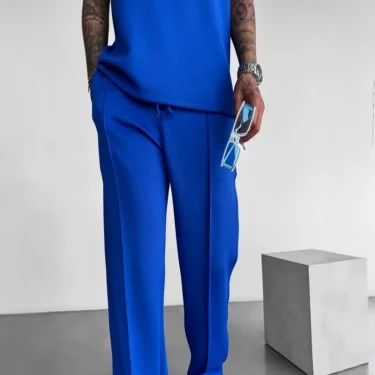 New summer sleeveless sports suit 2025 men's casual solid color trousers men's clothing vest two-piece set, 4