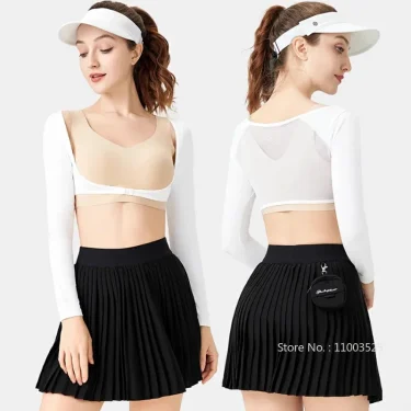 Pgm Summer Golf Lady Sunscreen Shirts Long-sleeved Cooling Golf Shawl Women Sports Ice Silk Crop Top Anti-UV Arm Sleeve Cardigan 3