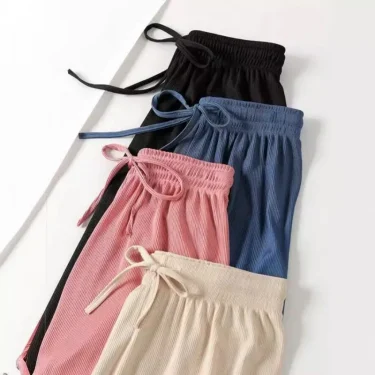 Summer Ice Silk Wide Leg Pants for Women Thin Ice Pants High Waist Draping Casual Loose Straight Leg Pants Floor Trousers 6