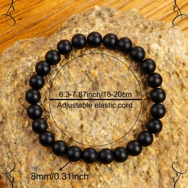 Natural Stone Matte Onyx Bracelet Men Natural Black Agate Bead Bracelet Women Yoga Meditation Healthy Handmade Jewelry wholesale 4
