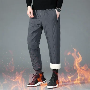 UETEEY Winter Fleece Pants Men Lambswool Thicken Warm Waterproof Trousers Male Casual Casual Thermal Man Joggers Sweatpants 2024 5