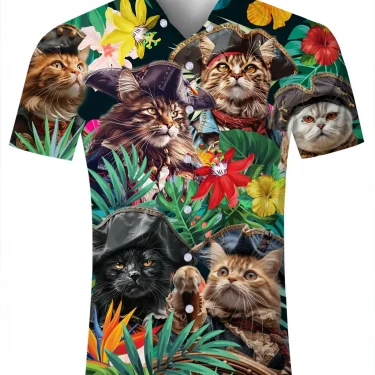 Hawaiian funny pattern 3d Printed Mens Shirt Summer New Casual Printed Short Sleeve Beach Hawaiian Tops Y2k Men's Clothing 2