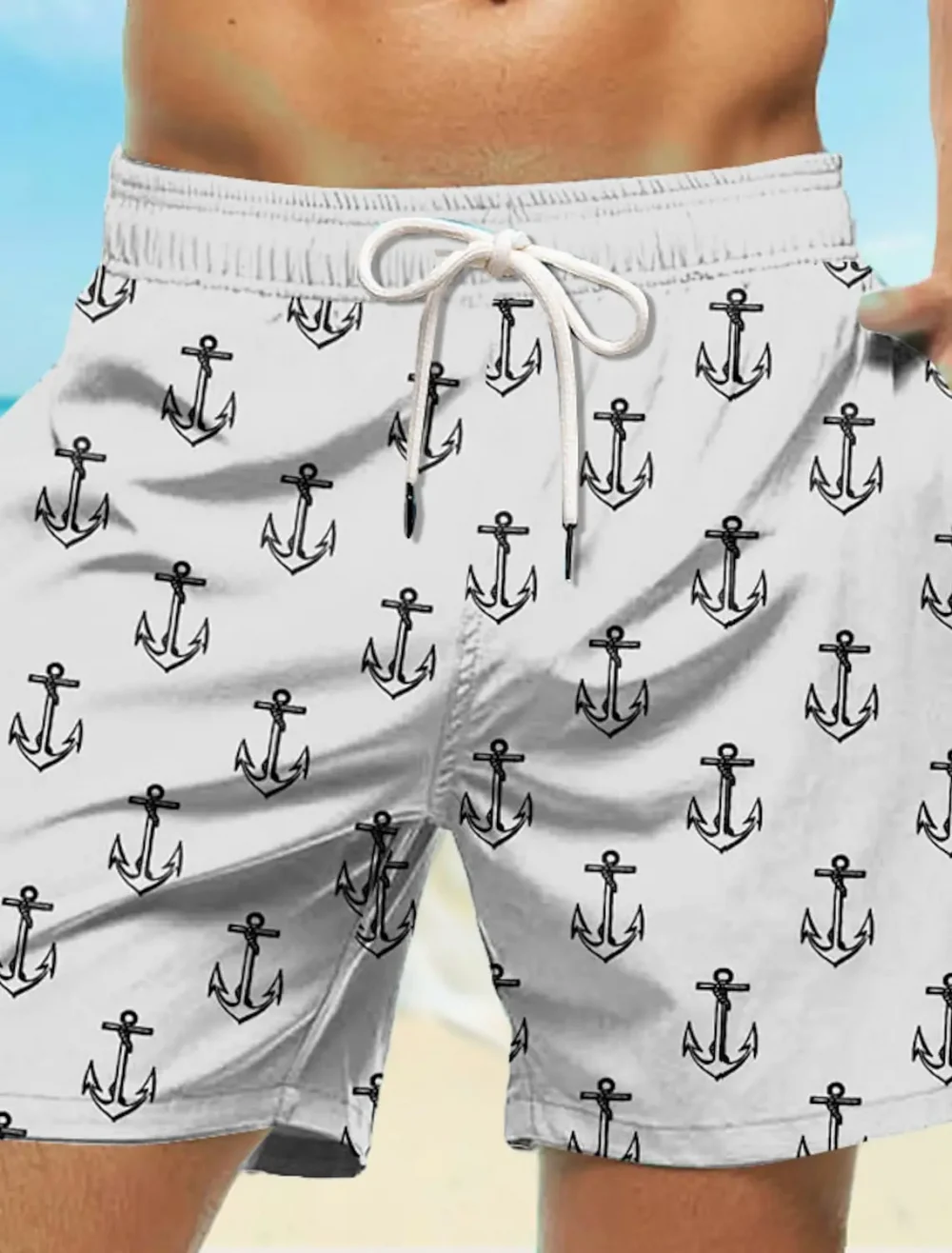 2024 New Men's Board Shorts Swim Trunks Waist Anchor Quick Dry Short Holiday Beach Hawaiian Casual Micro-elastic 4