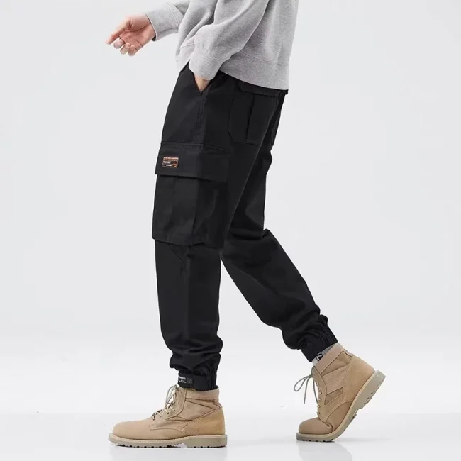 Men Japanese Style Casual Pants Male Loose Plus Size Straight Leg Brand Trousers Fashion Large Pocket Comfortable Cargo Pants 2