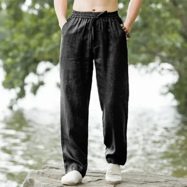 Men's Beach Pants Joggers Streetwear Cotton Linen Sweatpants Casual Pants Hawaiian Vacation Loose Summer Long 3