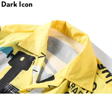 Dark Icon Graffitti Retro Shirts 2025 Summer Street Men's Shirt Short Sleeve Turn-down Collar Vintage Shirts for Men 3