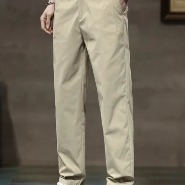 Summer Thin Ice Silk Casual Pants for Men in Solid Color Loose Straight Fashionable Light Business Casual Long Trousers Male 3