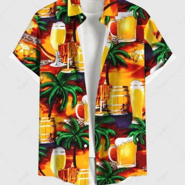 Fashion Men's Hawaiian Shirts 3D Printed Short Sleeved Button Down Lapel Shirt For Summer Oversized Tops Casual Shirt For Men 2