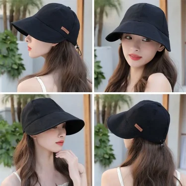 Foldable Wide Brim Sun Hat Drawstring Adjustable Caps for Men Women Beach Hats Summer Quick-drying Visors Fisherman Cap 3