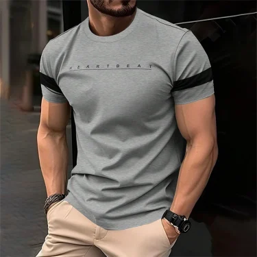 Simple Fashion Letters Striped Graphic T Shirts For Men Trend Summer Streetwear 3D Printed T-shirt Loose Streetwear Hip Hop Tees 1