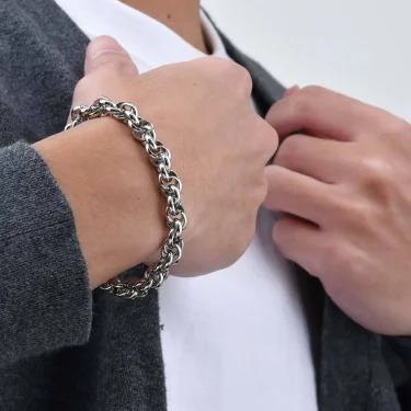 Chunky Twisted Chain Bracelets for Men Boys,Never Fade Stainless Steel Links Wristband,Punk Jewelry Gifts 3