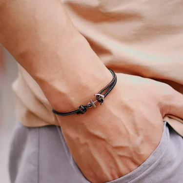 Novel Anchor Bracelet For Men Grade A 3mm Ethnic Thin Marine String Braslet Handmade Adjustable Beach Surfing Nautical Braclet 3