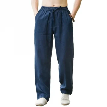 Men's Beach Pants Joggers Streetwear Cotton Linen Sweatpants Casual Pants Hawaiian Vacation Loose Summer Long 5