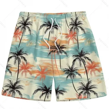 Men's Hawaiian 3D Palm Tree Pattern Beach Shorts Quick Dry Outdoor Leisure Sports Shorts Fashion Men's Shorts 2