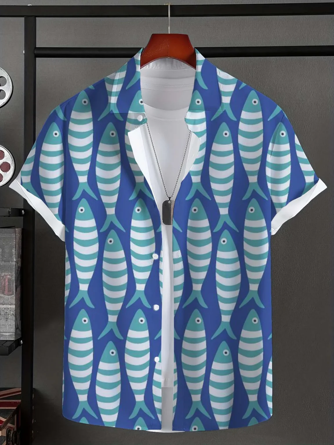 sea fish Pattern 3D Printed Men's Shirt Fashion New Summer Casual Fresh Style Oversized Breathable Lapel Button Hawaiian Shirt 3