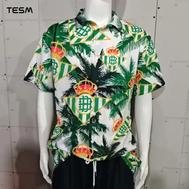 TESM Men Shirt Plant Leaf Pattern 3D High-Definition Printing Made Of Chiffon Breathable Casual Style Buttons Short Sleeves 1