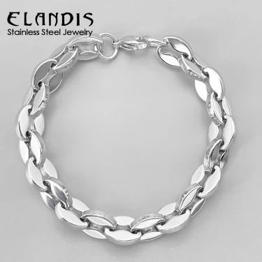 ELANDIS High quality Stainless Steel Thick Chain Bracelet for Men and Women Fashion Punk Gold Plated Bean Chain Bracelets Jewelr 1