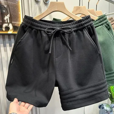 American Style 2025 Summer Fashion Trend Shorts College Three-pair Sports Five-quarter Pants Men's Loose Sweatpants Casual Pants 3
