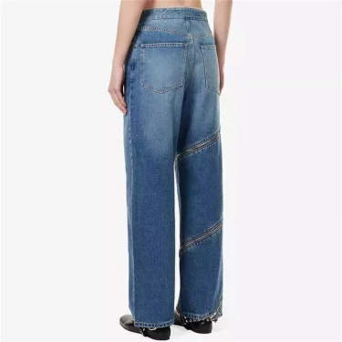 Women's jeans New retro pure cotton low waist straight leg pants for summer 2025 Asymmetric zipper decoration women's pants y2k 2