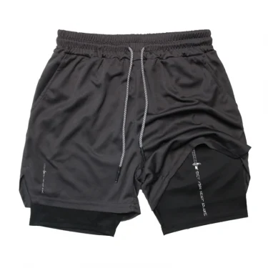 Graphic 2 in 1 Workout Running Shorts for Men Sporty Quick Dry Shorts with Phone Pocket Towel Loop Summer Gym Shorts Activewear 4