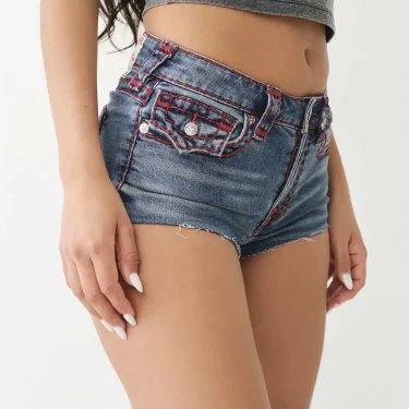 Retro Buddha Short Women Y2K Skirt Goth Hip Hop Pocket Embroidery Retro Blue Loose Denim Shorts Women High Waist Slim Mini Skirt 3