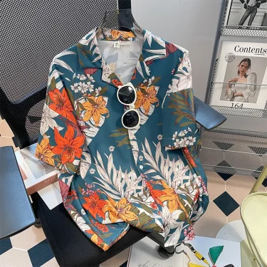 Men Street Fashion Summer Daily Shirt Hawaiian Cartoon Print Casual Loose Shirts Short Sleeve Beach Loose Tops 5