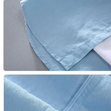 Cotton Linen Hot Sale Men's Short-Sleeved Shirts Summer Streetwear Plain Color Stand Collar Casual Beach Style Plus Size M-3XL 6