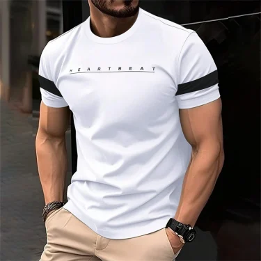 Simple Fashion Letters Striped Graphic T Shirts For Men Trend Summer Streetwear 3D Printed T-shirt Loose Streetwear Hip Hop Tees 4