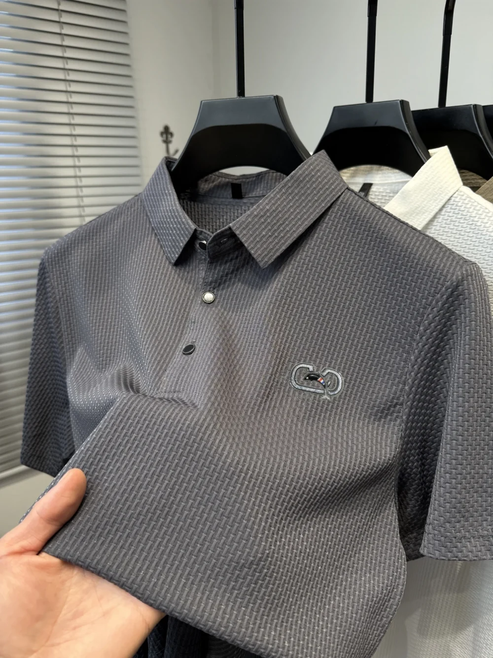 Summer new men's brand POLO shirt luxurious high-end customized relief design T-shirt fashionable business casual short sleeve 6