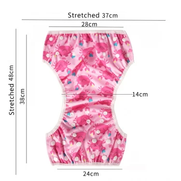 HappyFlute Baby Reusable 1PC Swimming Diapers Boys or Girls Cartoon Swimwear Children Adjustable Summer Swimming Nappy Pants 2