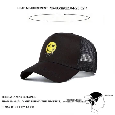 Unisex XX Smiling Face Print Baseball Net Caps Spring and Summer Outdoor Adjustable Casual Hats Sunscreen Hat 6