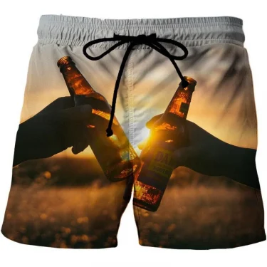 Beer Graphic Board Shorts Pants Men 3D Gulf Casual Printed Beach Shorts Summer Cool Surf Swim Trunks Hawaii Swimsuit Ice Shorts 2