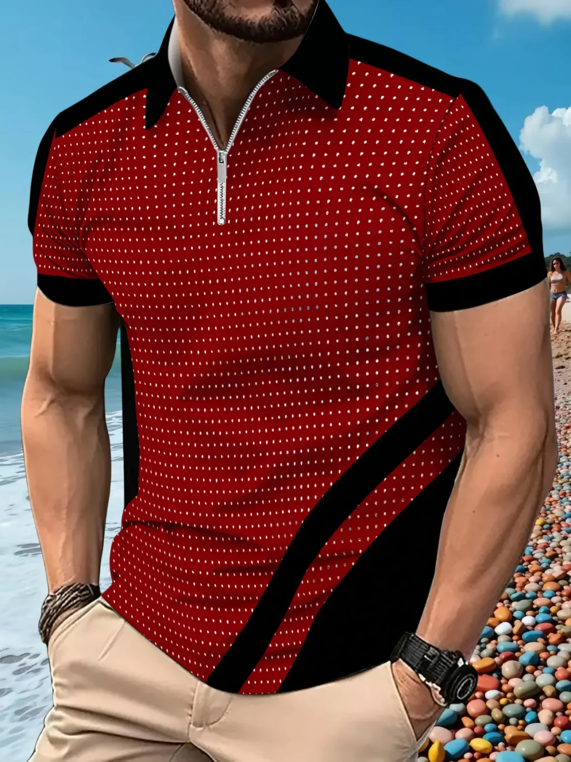 2025 summer POLO shirt button-up color lapel short sleeve men's comfortable fashion fitness sports breathable polo shirt 4