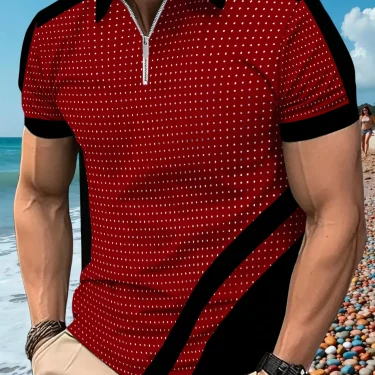 2025 summer POLO shirt button-up color lapel short sleeve men's comfortable fashion fitness sports breathable polo shirt 4
