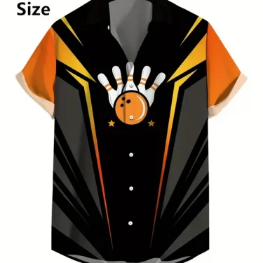 Man Shirt Graphic Print Bowling Graphic Print Short Sleeve Button Men Clothing Design Casual Soft Breathable Ropa De Hombre Tops 4