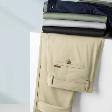 Spring Summer New Men's Casual Pants Thin Mulberry Silk Soft Business Casual Trousers Slim Straight Elastic Suit Pants Male 6