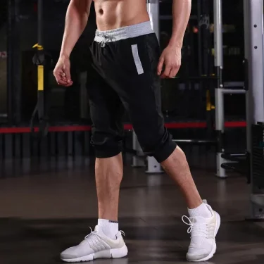 Men's Drawstring Sweatpants GYM Shorts Fashion Cargo Short Men Cropped Trousers Summer Beach Shorts Casual Jogging Track Pants 2