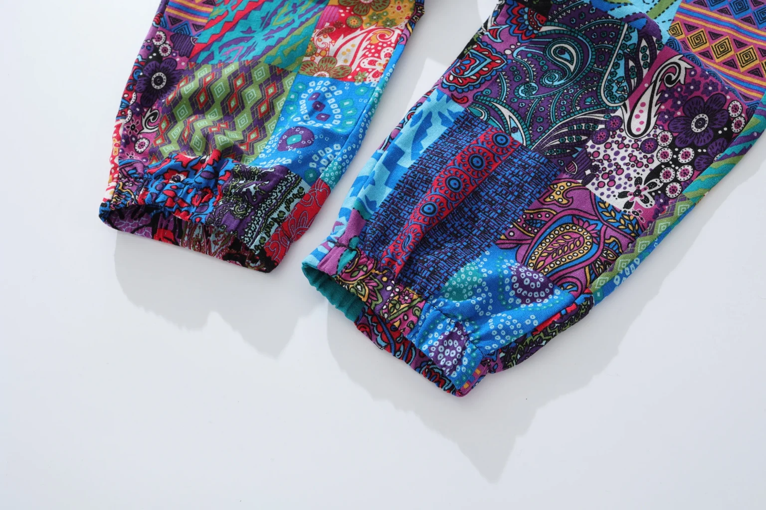 Euro Size Men's Casual Cotton-Linen Pants Paisley Ethnic Print Mid-Waist Drawstring Closure Spring/Fall Casual Pants 4